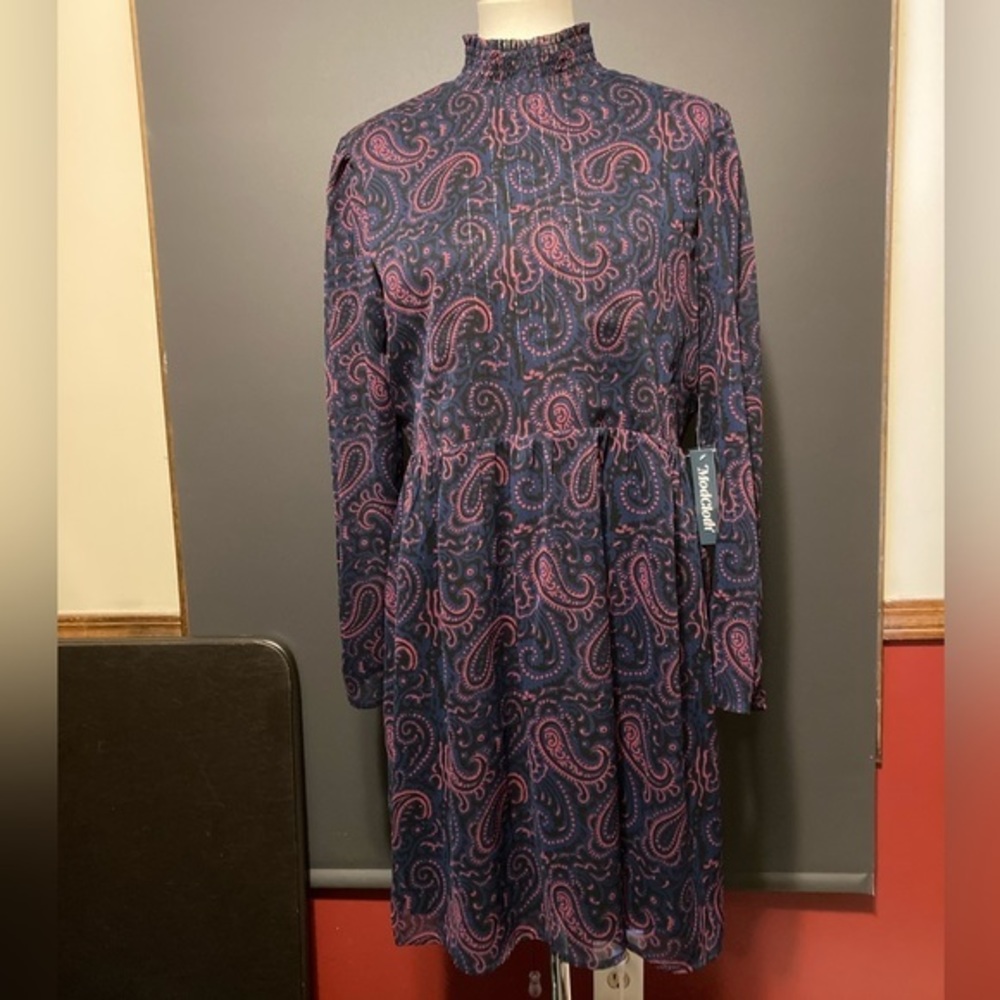 Mini Dress Blue ModCloth Metallic Pinstripe Sheer Sleeve Lβ NWT